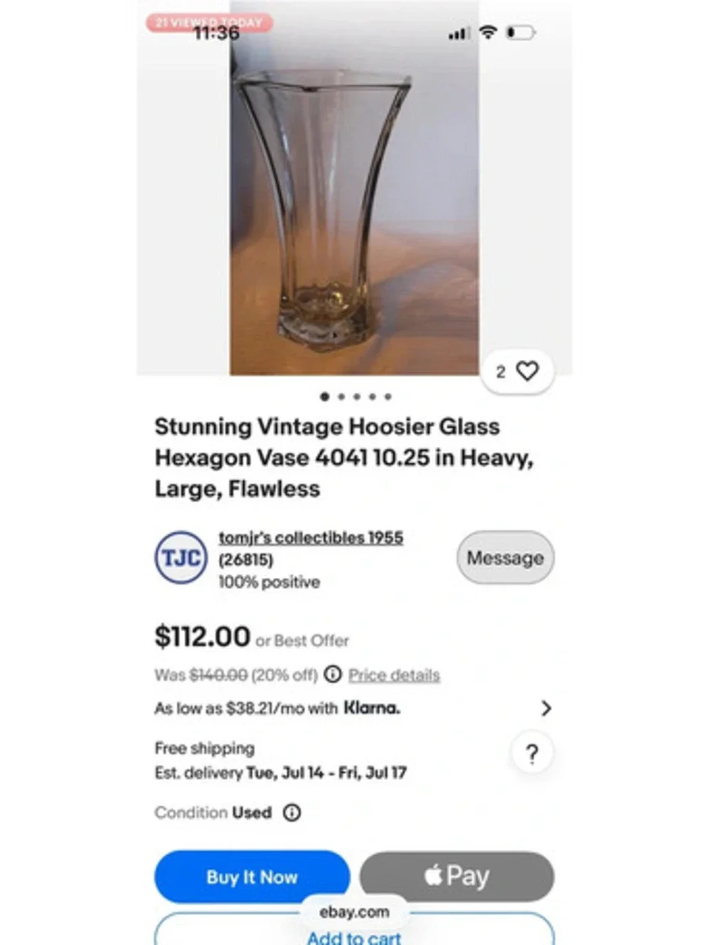 Vintage Hoosier glass vases